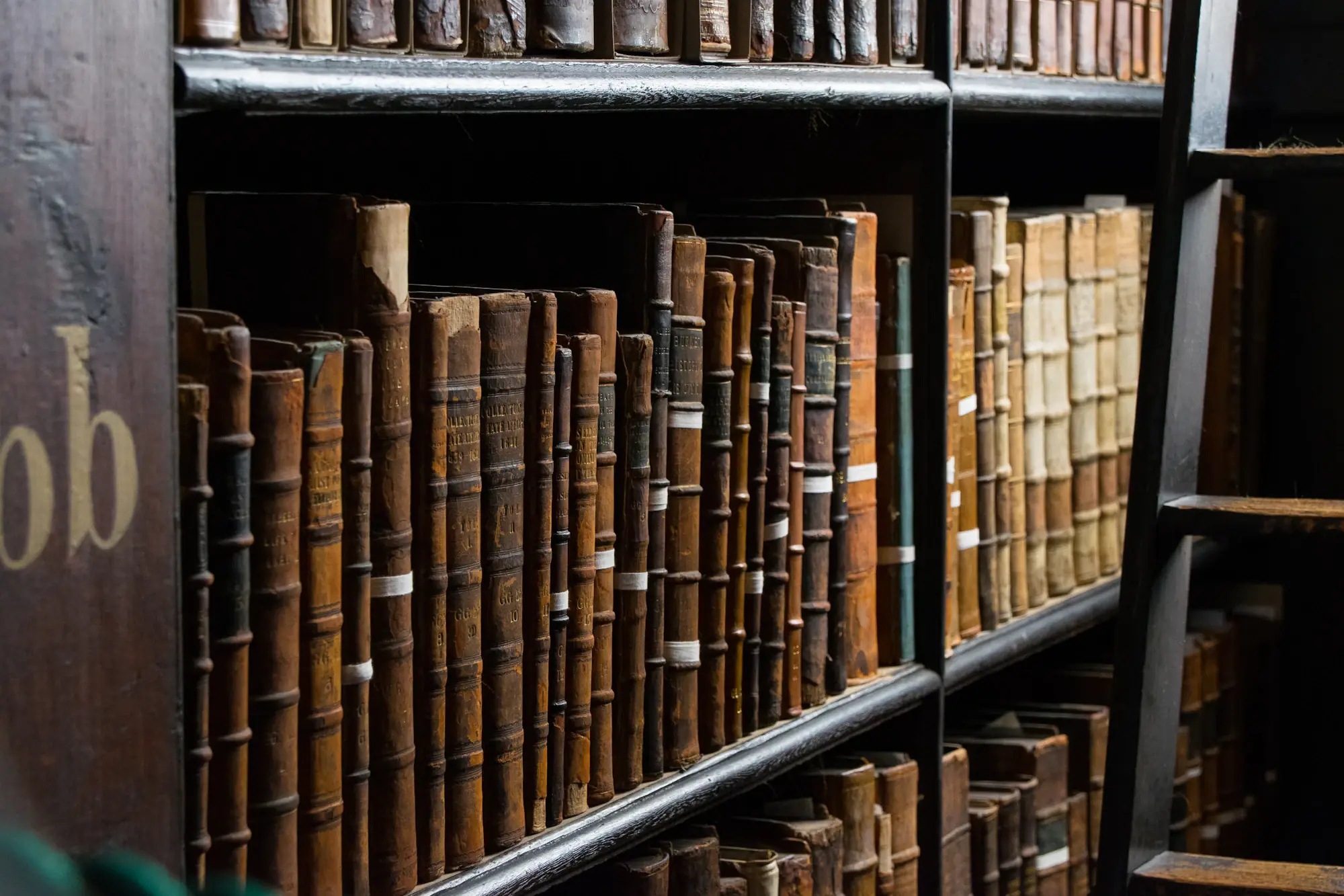 Shelves of law books in a legal library